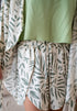 Women summer 3 piece pajama set Mint Top + Green Leaves kimono & Short
